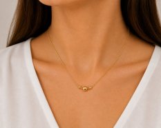 MINET Elegantní zlatý náhrdelník kuličky JMG0358WGN45