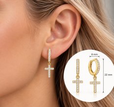 MINET Pozlacené stříbrné náušnice KŘÍŽKY se zirkony JMAN0441GE00
