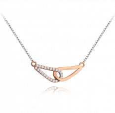 MINET Rose gold propletený stříbrný náhrdelník s bílými zirkony JMAN0351RN45
