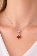 MINET Elegantní stříbrný náhrdelník s jaspisem a zirkonem JMAS0318CN45