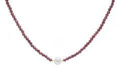 Náhrdelník s granátem a perlou 154570