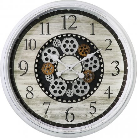 Velké hodiny v retro stylu s motivem dřeva E01.4057.00