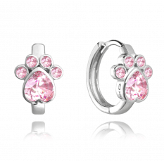 MINET Stříbrné náušnice TLAPKY s růžovými zirkony JMAD0029PE00