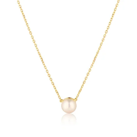 Pozlacený stříbrný náhrdelník s perlou SVLN0653XD2GP08