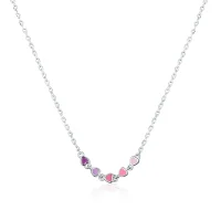 Stříbrný náhrdelník SRDÍČKA SVLN0673S61RF40