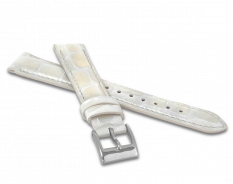 MINET Bílý lesklý kožený řemínek CROCO MSPUI16 - 16 mm
