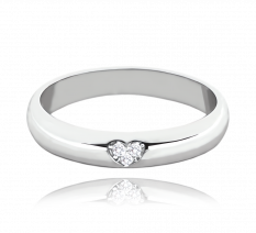MINET stříbrný snubní prsten se srdíčkem a bílými zirkony JMAN0446SR55