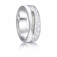 Elegantní stříbrný snubní prsten se zirkony a bílým smaltem 039W925AG52