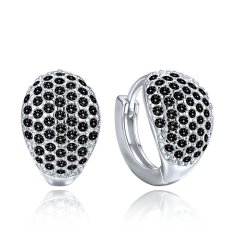 MINET Stříbrné náušnice kapky s černými zirkony JMAN0565CE01