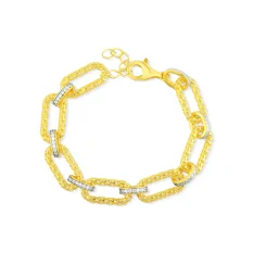 Pozlacený stříbrný náramek zdobený zirkony SVLB0936S75BK18