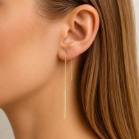 MINET Elegantní zlaté visací náušnice s tyčkou JMG0402WGE00