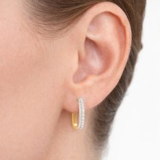 Elegantní zlaté náušnice s třpytivými kameny KLON-227Z