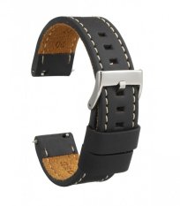 Masivní kožený černý řemínek Diloy Vintage 384.58.26 - 26 mm