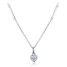 MINET Decentní stříbrný náhrdelník srdce JMAS0328SN45