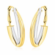 Zlaté náušnice elegantní dvoubarevné ovály GLECN-03342