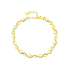 Pozlacený stříbrný náramek zdobený zirkony SVLB0532XD5GO18