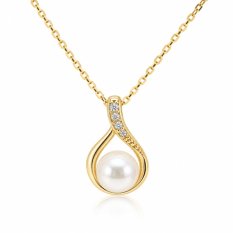 Elegantní zlatý přívěsek s bílou perlou KLOP-097