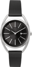 MINET Stříbrno-černé dámské hodinky ICON BLACK MESH MWL5098