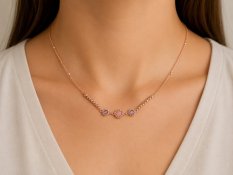 MINET Zlatý náhrdelník z růžového zlata s kameny JMG0154WRN48