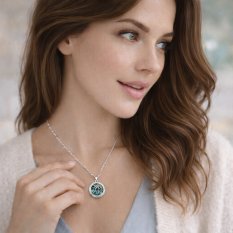 MINET Stříbrný náhrdelník lotosový květ s perletí a zirkony JMAN5029SN45