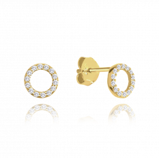 MINET Zlaté náušnice kroužky s bílými zirkony JMG0014WGE06