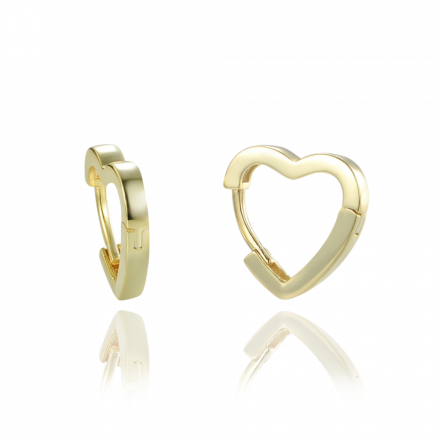 MINET Elegantní pozlacené stříbrné náušnice srdce JMAS0236GE00
