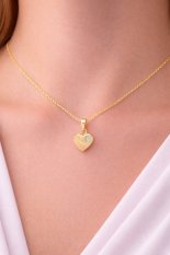 Zlatý náhrdelník srdce s třpytivým kamínkem KLOR-162
