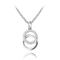 MINET Stříbrný náhrdelník KROUŽKY s bílými zirkony JMAS0192SN45