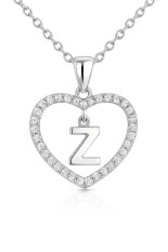 MINET Stříbrný náhrdelník písmeno v srdíčku "Z" se zirkony JMAS900ZSN45