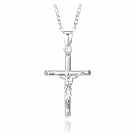 MINET Stříbrný náhrdelník JEŽÍŠ NA KŘÍŽI JMAN0467SN45