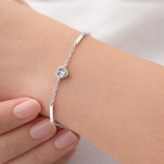 MINET Decentní stříbrný náramek srdce JMAS0328SB16