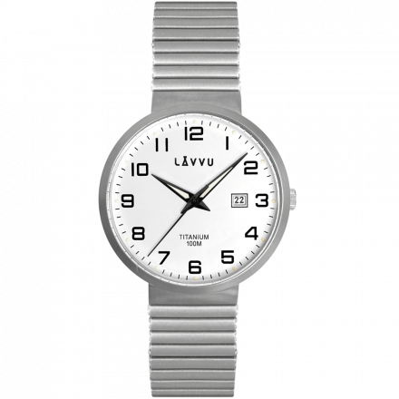 Titanové pružné hodinky s vodotěsností 100M LAVVU LUNDEN White LWM0220