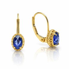 Elegantní zlaté náušnice s tanzanitem KO-236812453TA
