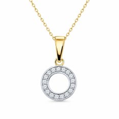 MINET Elegantní zlatý přívěs kolečko s bílým zirkonem JMG0401WGP00