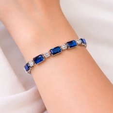 Stříbrný náramek s modrými kameny a čirými zirkony SVLB0508XH2M118