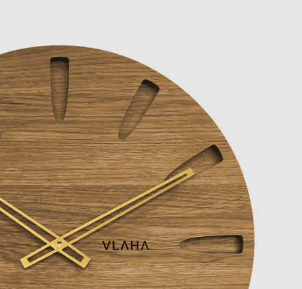Velké dubové hodiny VLAHA Grand vyrobené v Čechách se zlatými ručkami VCT1020