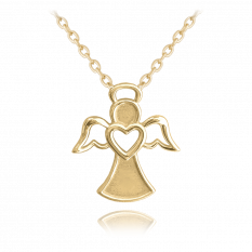 MINET Pozlacený stříbrný náhrdelník ANDĚL se srdíčkem JMAN0321GN45