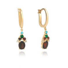 Visací zlaté náušnice s granátem ALVN-232