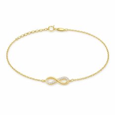 MINET Elegantní zlatý náramek nekonečno s bílými zirkony JMG0266WGB17