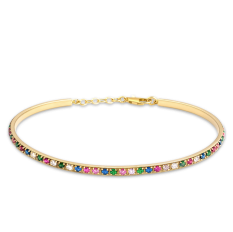 MINET Luxusní zlatý náramek s různobarevnými zirkony JMG0326MGB17