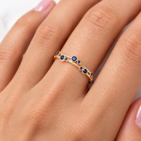 Zlatý prsten s modrými kameny KO-226812551B/55