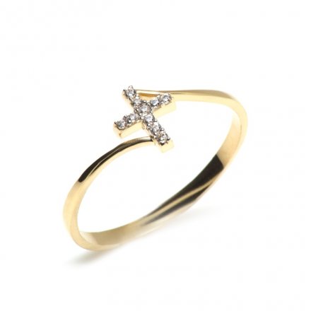 Zlatý prsten s křížkem RA003276