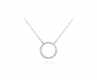 Stříbrný náhrdelník MINET KROUŽEK s bílými zirkony JMAN0140SN45