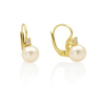 Zlaté náušnice s perlou HELN-238