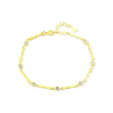 Pozlacený stříbrný náramek zdobený zirkony SVLB0528XD5GO18