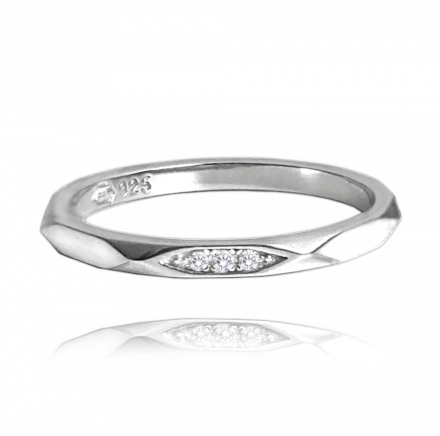 MINET minimalistický snubní stříbrný prsten se zirkony JMAN0329SR51