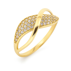 Luxusní zlatý prsten s bílými zirkony KO-226890034/56